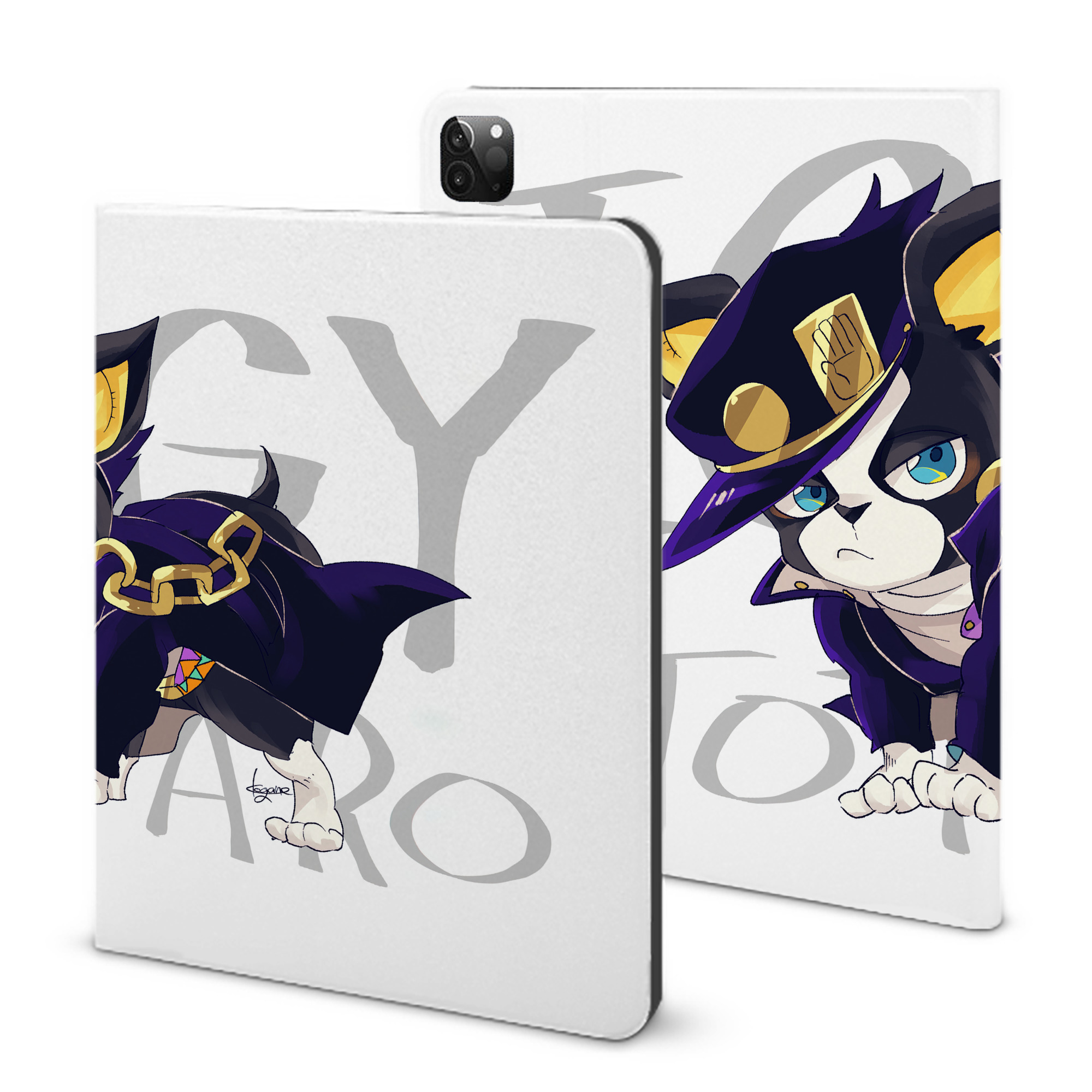 （画像用） ジョジョの奇妙な冒険 JoJo's Bizarre Adventure IPadケース ペンホルダー付き ブックスタイルデザイン